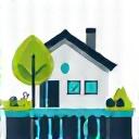 Rainwater harvesting system icon